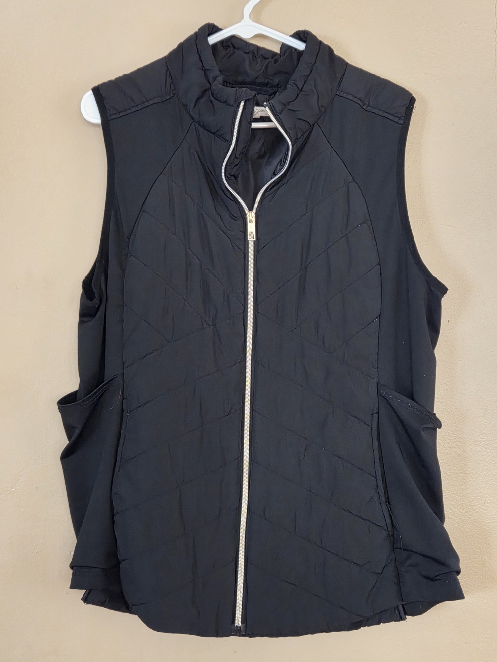 Maurices Black Quilted Zip-Front Women's Vest